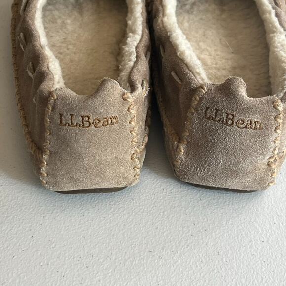 LL Bean Moccasin Slipper Women's Size 9 Hearthside Suede Sherpa Lined - Picture 3 of 12